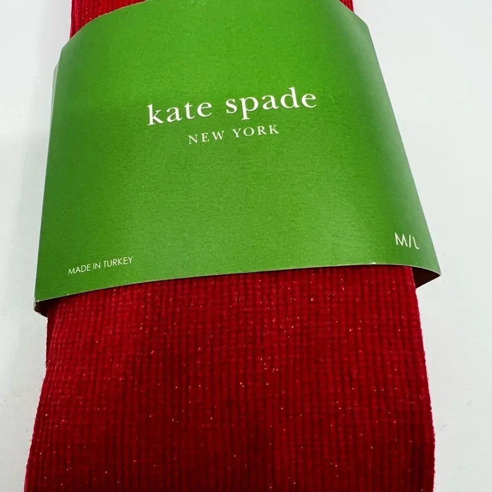 Kate Spade New York Tights  Red Sparkle Modern Women’s Size M/L NWT